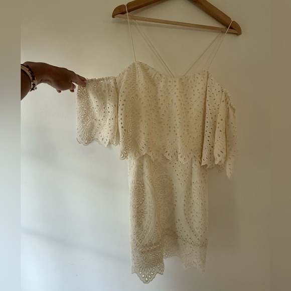 SAYLOR Karen Cream Lace Flutter Sleeve Mini Sundress Montauk Size S NWT - Picture 4 of 11